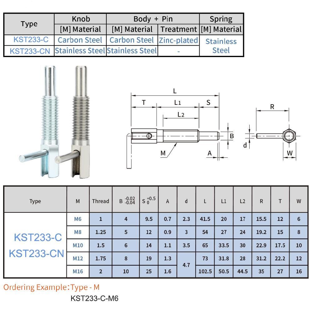 Lever Type Hand-Retractable Plungers Stainless Steel/Carbon Steel Indexing Plungers Spring Plunger With Coarse Thread M6 M8 M10 M12 M16