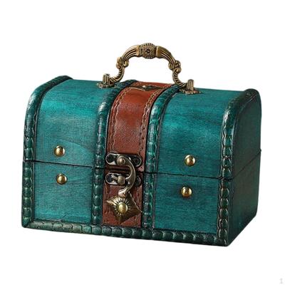 Wood Treasure Chest Decorative Box Collection Gift Decoration Unique Desktop Handheld Jewelry