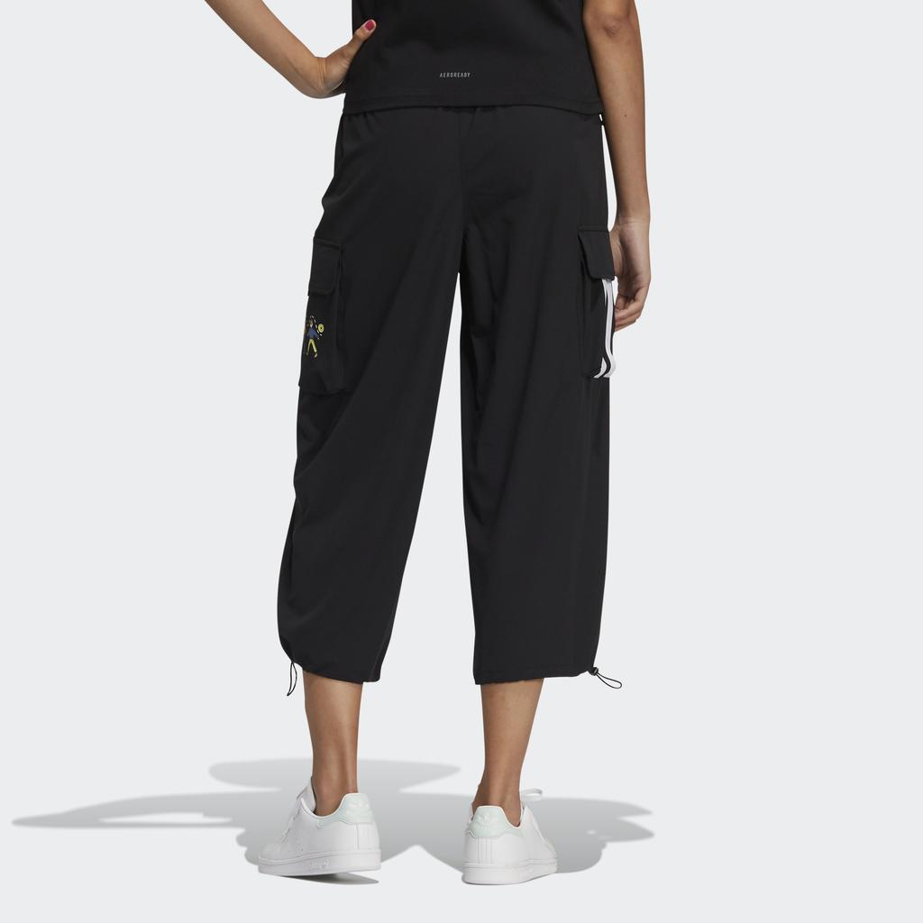 Adidas Neo Cartoon Pocket Mid-Waist Long Knitted Sweatpants Women Bottoms Black HG6597