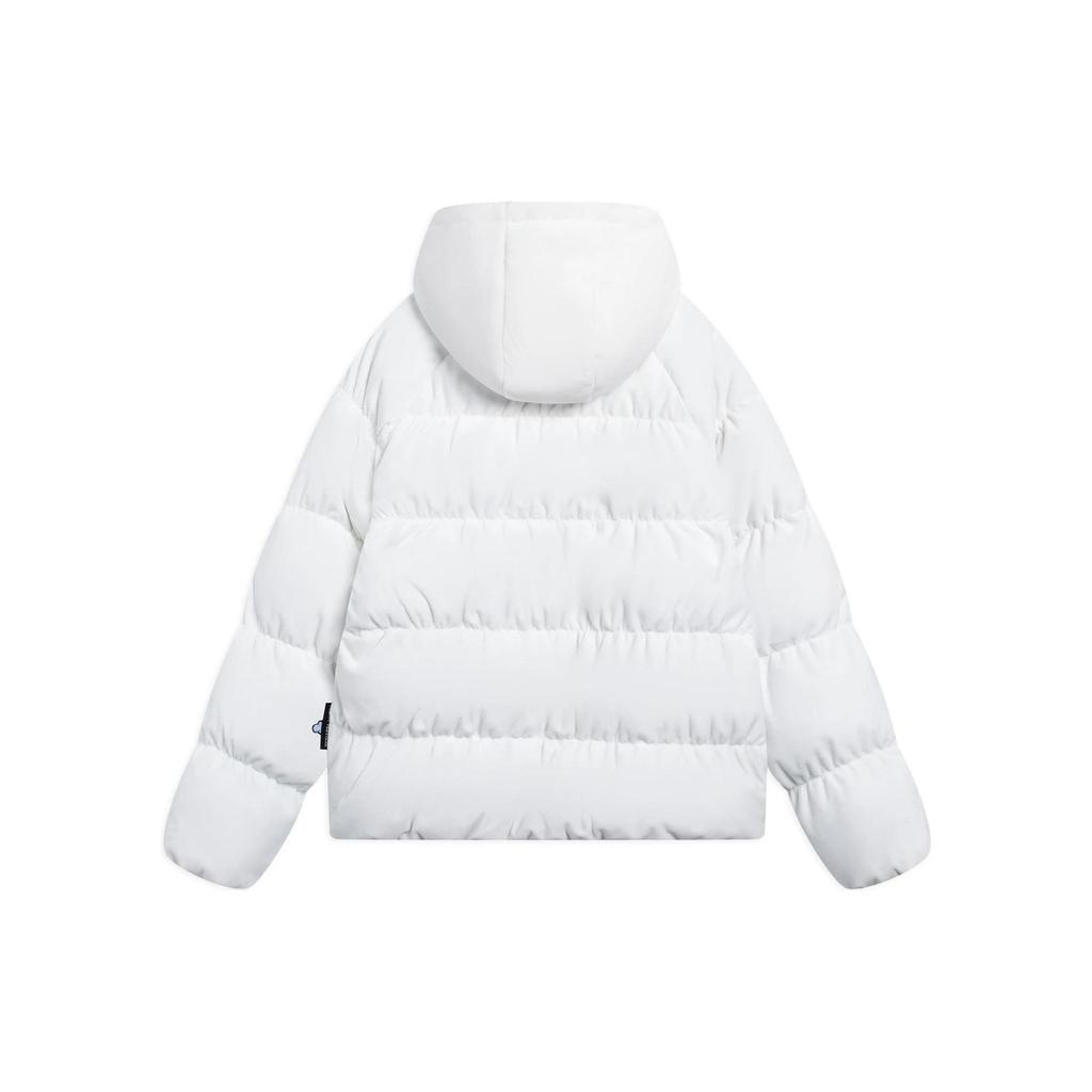 Li Ning X Pixar Toy Story Series Solid Color Embroidered Animal Zipper Hoodie Loose Short Sleeve Down Jacket Women Outerwear Off-White AYMS304-2