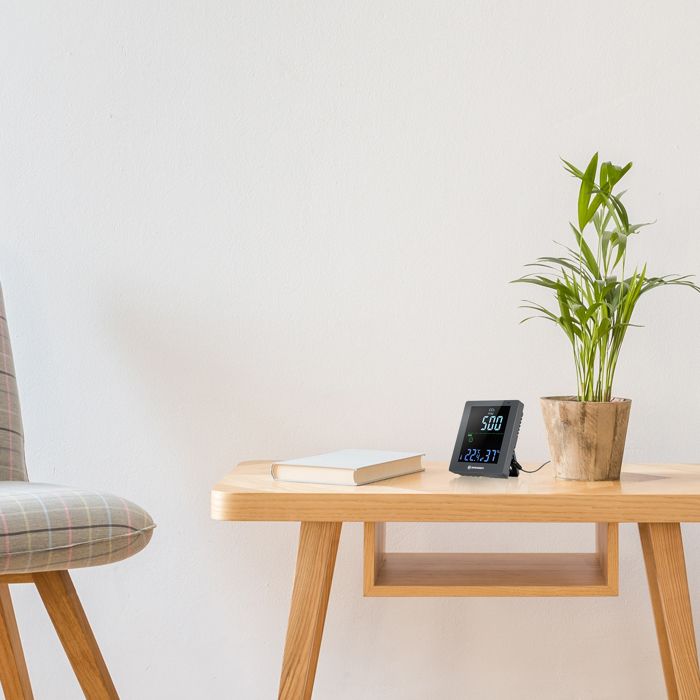 Moniteur de qualité de l'air - bresser - co² smile - écran lcd - mesure co2 - humidité et température