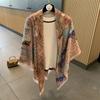 Small plaid linen scarf women's summer new sunscreen large square scarf thin silk scarf with shawl