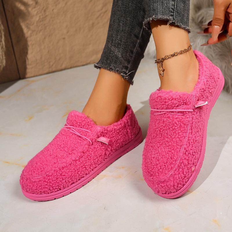 Warm Cotton Shoes 2025 Winter New Elastic Band Plus-size Flat Slip-over Women's Shoes