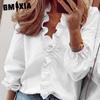 Women's Fashion Casual Solid Color Print Long Sleeve V Neck Blouses & Shirts