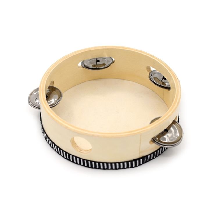Single Row Jingles Handheld Tambourine Wooden Tambourine Drum for Adults
