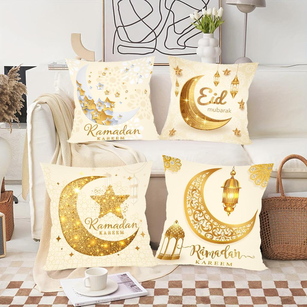 2026 Eid Mubarak Pillowcase Decor for Home Sofa Cushion Cover Islamic Ramadan Kareem Decoration Mosque Muslim Pillow Cover Gifts