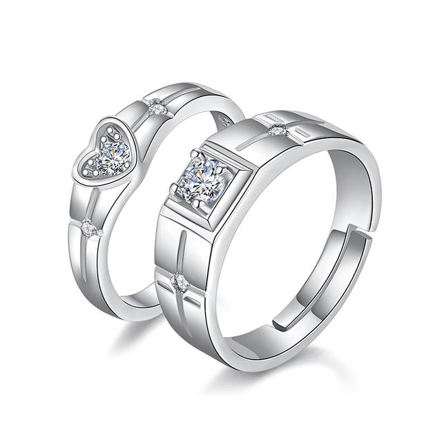 

Классические парные кольца для мужчин и женщин с камнем CZ, модные свадебные кольца для влюбленных, ювелирные изделия, романтический подарок на День святого Валентина, аксессуар для кольца One size