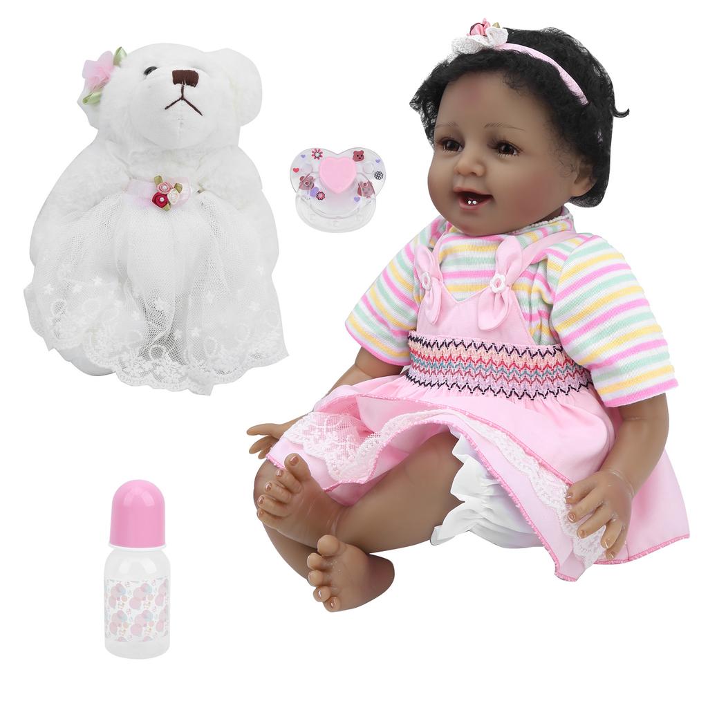 55cm Baby Reborn Puppe Weiche Lächelnde Baby Mädchen Puppe Spielzeug Kinder Spielzeug Geschenk mit Nippel Baby Flasche