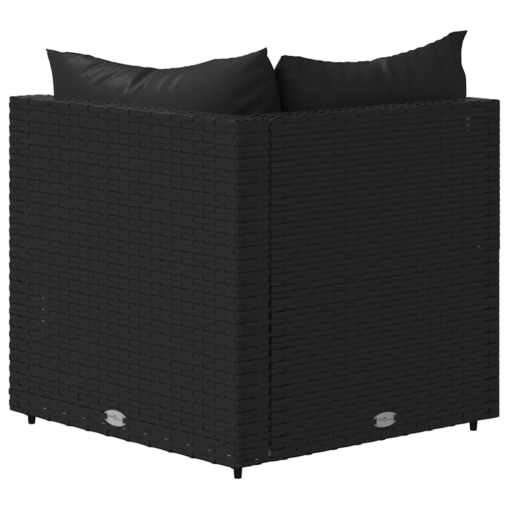 Vidaxl Corner Sofa Modules With Cushions, 2 Pcs, Black, Poly Rattan