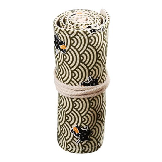 12/24/36/48/72 Holes Rolled Pencil Pouch Foldable Large Capacity Pen Storage Canvas Pencil Pen Case Storage Pouch for Sketch