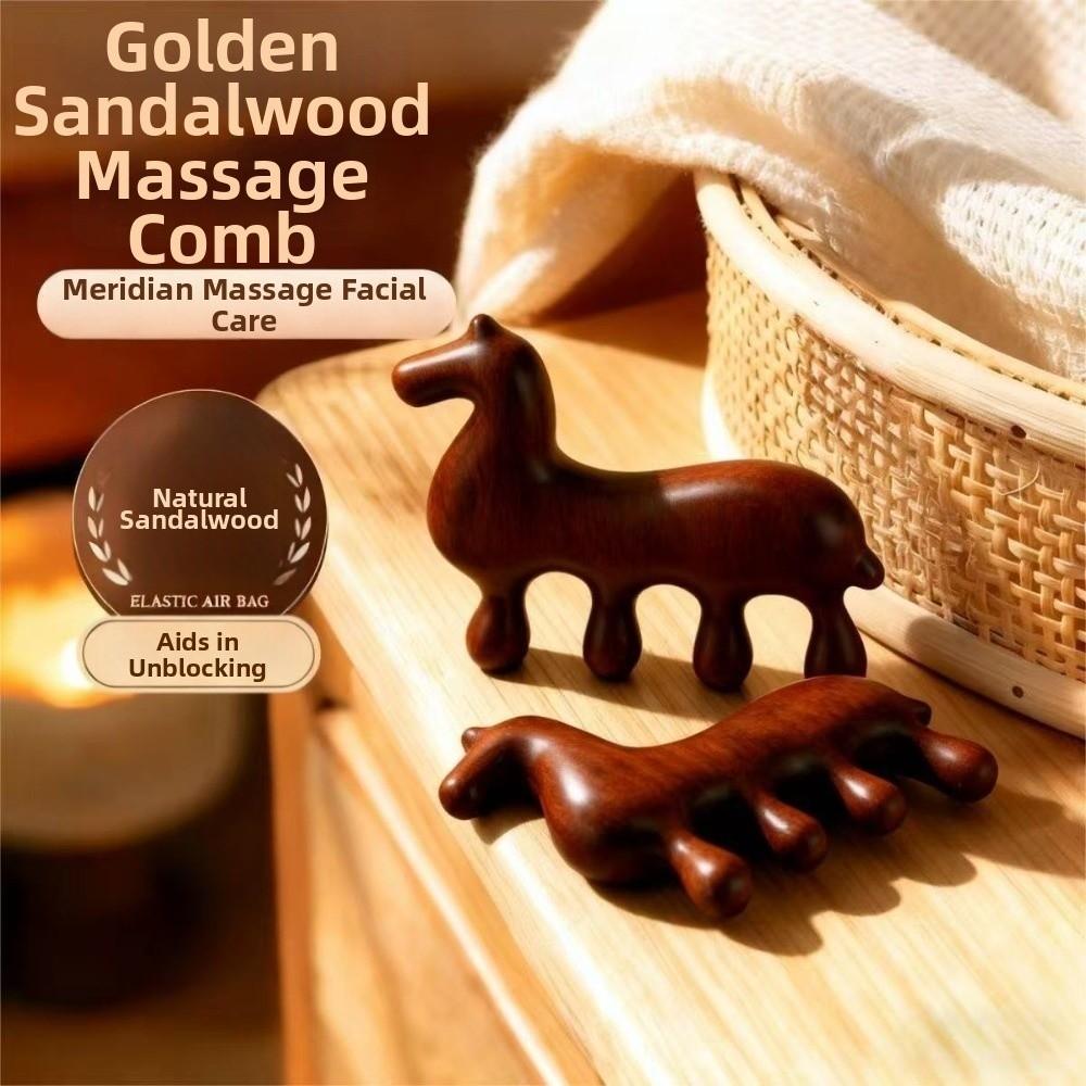 Sandalwood Scalp Point Massage Brush Coarse Tooth Body Meridian Massage Comb  Meridian Therapy