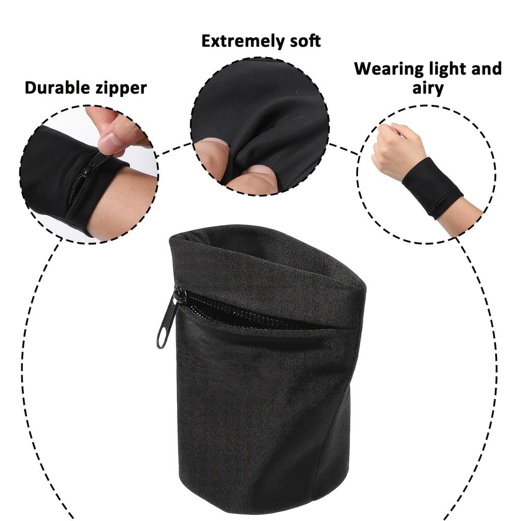 1 Zipped Wrist Wallet, Unisex Key Card Organizer, Suitable for Running, Sports, and Hiking