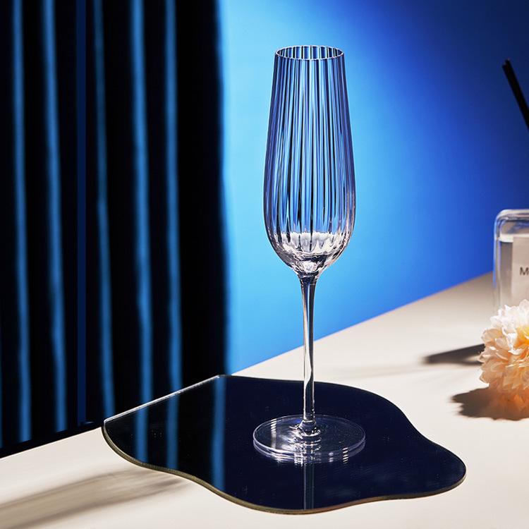 Modern Striped Vertical Transparent Glass, Red Wine & Champagne Glass for Home Parties