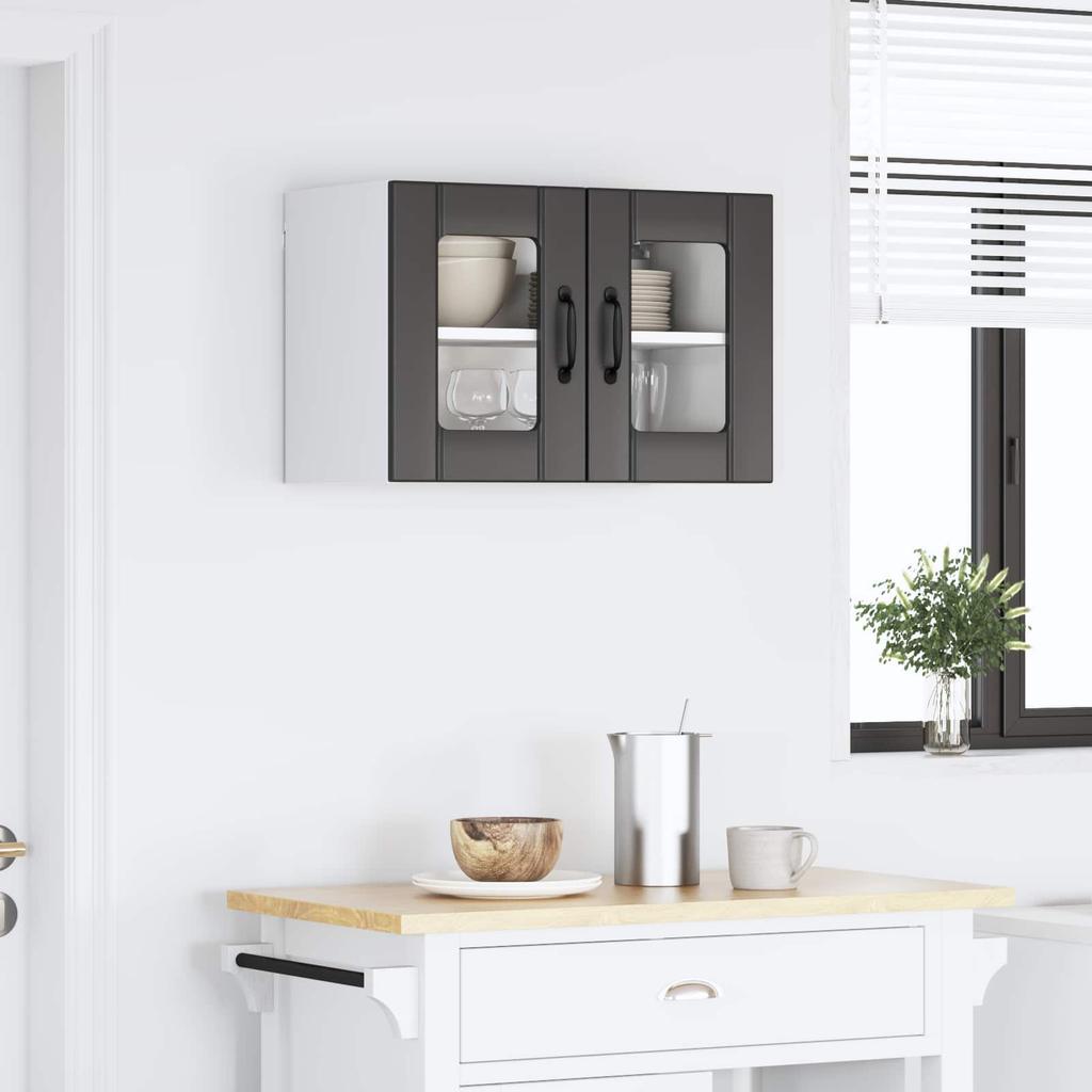 Wall Mounted Glass Cabinet LUCCA Black 60 X 31 X 40 Cm Particleboard