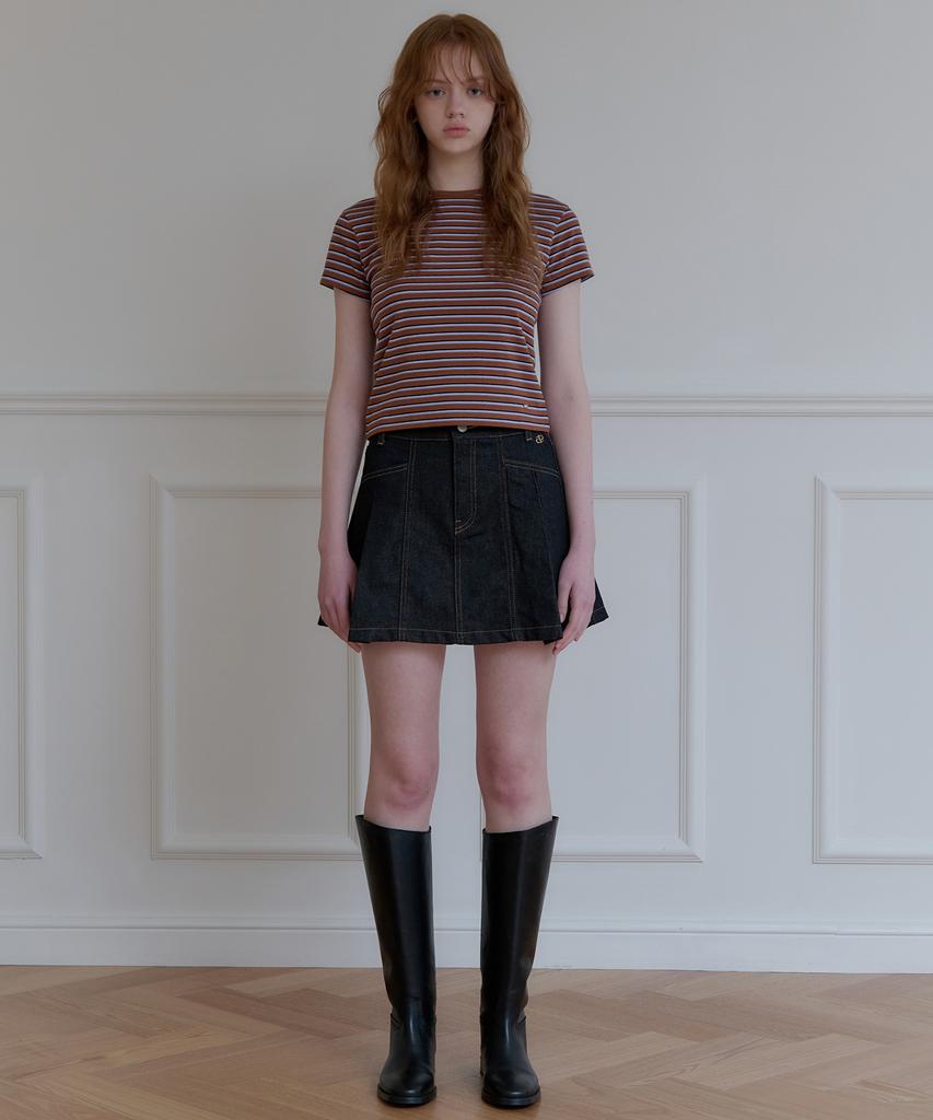 Plack Woman Pleated Mini Denim Skirt M21