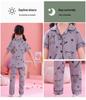 Kuromi Girls' Spring/Autumn Pajama Set with Short Sleeve Cardigan and Long Pants for Indoor/Outdoor Wear