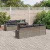 Garden Sofa Set with Cushions and Storage 9 Pcs Grey Poly Rattan
