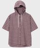 Sekeonmonollogeu Hooded Check Half Shirt [Burgundy]_Sesh999Burgundy