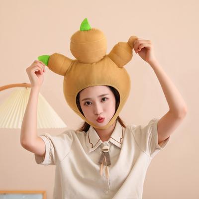 Cartoon Headgear Holiday Performance Soft Ginger Plush Hat Cute Headwear Photography Cosplay Props Halloween Costume Accessories