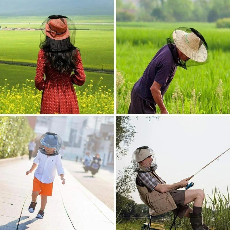 1pcs Mosquito Head Net Mosquito Head Face Protector Net Hat Insect Bugs Bee Proof Mesh Hat Outdoor Fishing Sun Cap Fishing Hat
