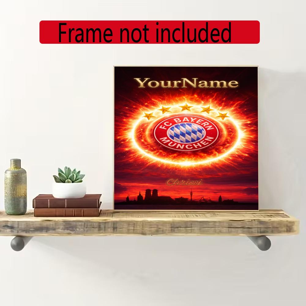 Fc Bayern Mnchen Customize Your Name Diamond Painting Round Diamond Diy Frameless Holiday Artwork Suitable For Home Office Wall Decoration