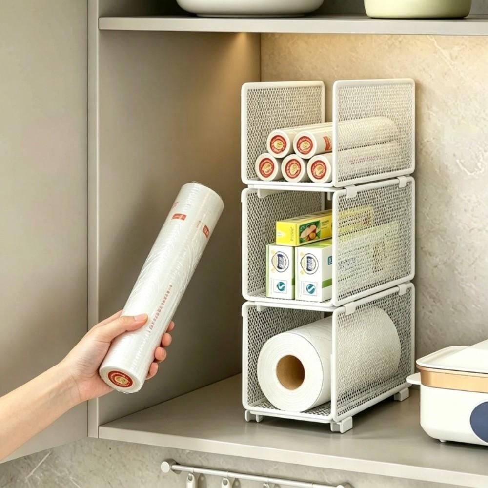 1pcs Mesh Construction Cabinet Storage Basket Mesh Shelving Unit Rack  For Household Use