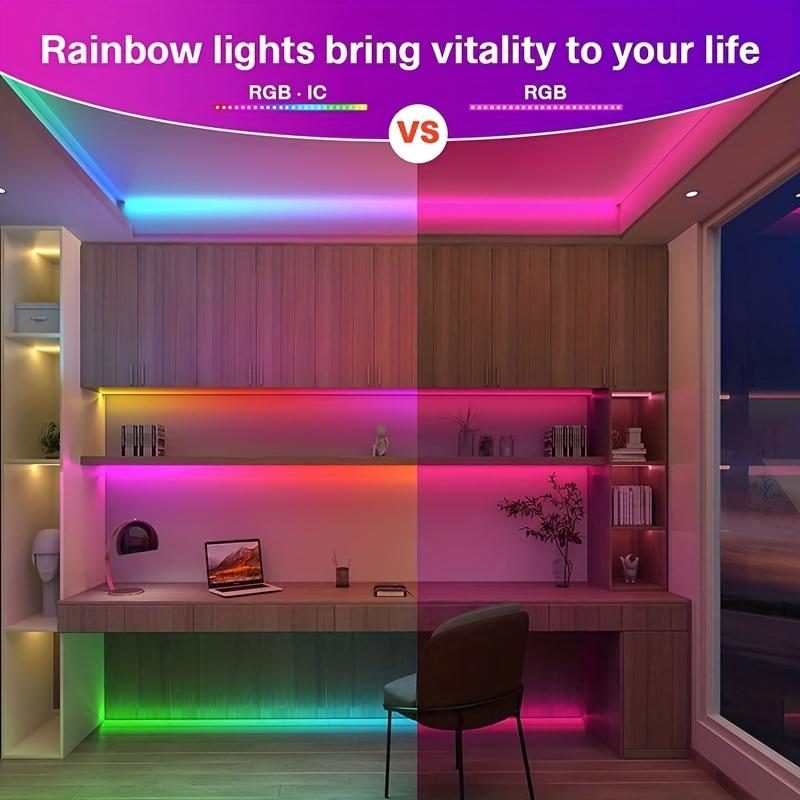 16.4FT/32.8FT LED Strip Lights WS2812B Rainbow Effect USB APP Control Diode Flexible Light DC5V Back Glue Suitable For Holiday Party Music Dance