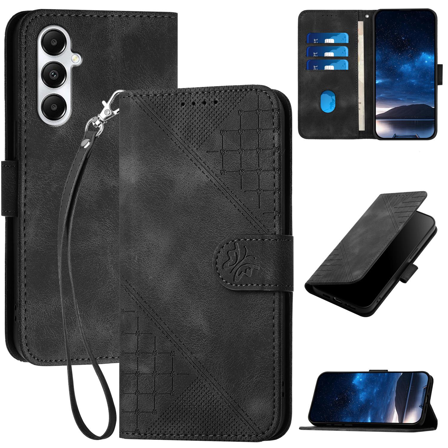 

For Samsung Galaxy A16 5G/A16 4G Leather Wallet Case Butterfly Flower Imprinted Phone Cover with Strap F