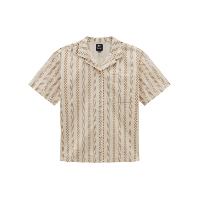Vans X Spitfire Striped Single-Breasted Casual Short Sleeve Shirt Women Shirts Off-White VN000G3NDJR