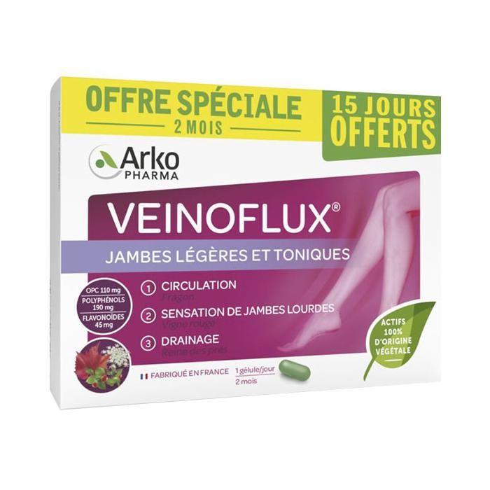 Arkopharma Veinoflux Jambes Légères Circulation Vigne Rouge 60 Gélules