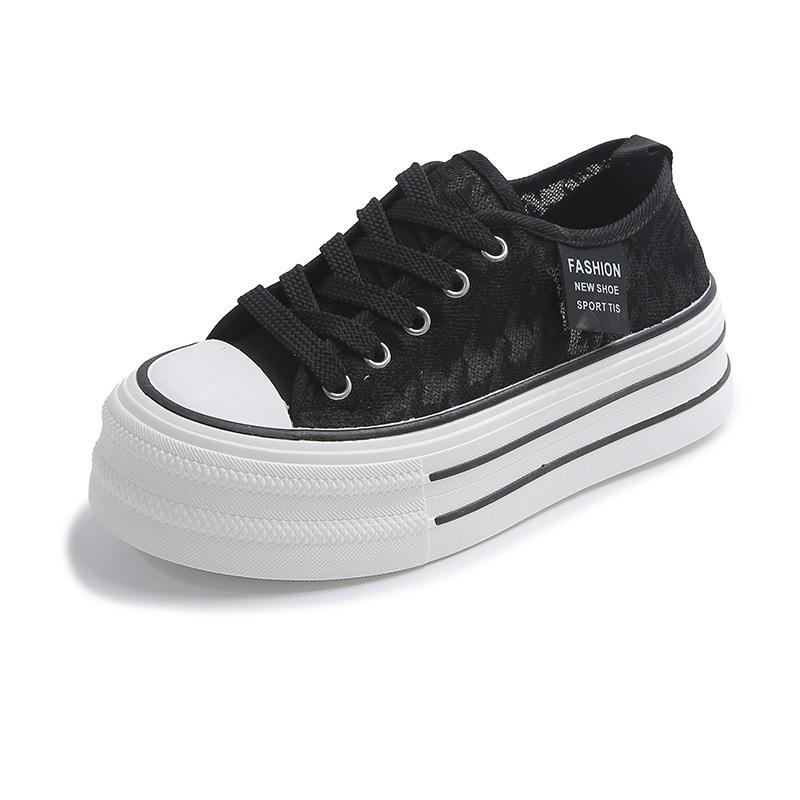 

Летняя сетчатая белая обувь для новых студентов, дышащая, увеличивающая рост, повседневная парусиновая обувь 40 чёрный