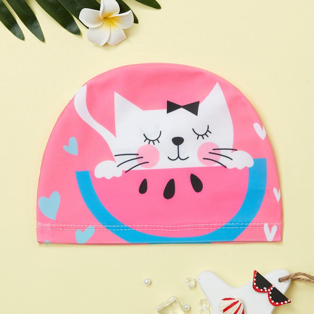 Kids Swim Cap Cartoon Pattern High Elastic Ear Protection Breathable for Pool Swimming Boys Girls Comfort Fit