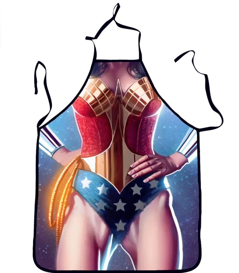 Superhero Women Men Apron Funny Novelty Chef Cooking Bbq Kitchen Aprons Cleaning