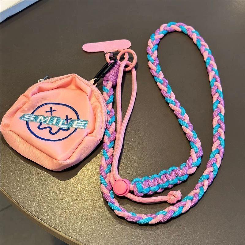Dopamine color scheme mobile phone case lanyard adjustable messenger portable pendant storage bag multi-functional anti-lost lanyard female