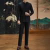 Hengyuanxiang Men's Mandarin Collar Double-Breasted Suit