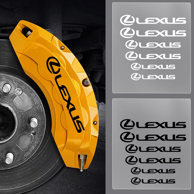 6PCS Car Brake Caliper Stickers Heat Resistant PVC Decals For Lexus NX IS 250 RX GS UX RX300 RX350 CT200H GX460 ES LX F Sport GX