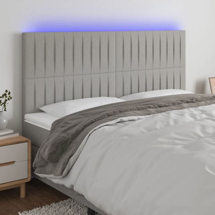 VidaXL Tête de Lit à LED Meuble de Chambre à Coucher Accessoire de Lit Double Tête de Cadre de Lit Intérieur Gris Clair 3122684