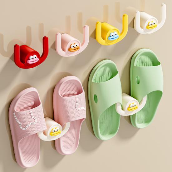 4Pcs Self-Adhesive Towel Hooks Cartoon Shape Slipper Rack Hanger Punching Free Small Item Hanging Hook