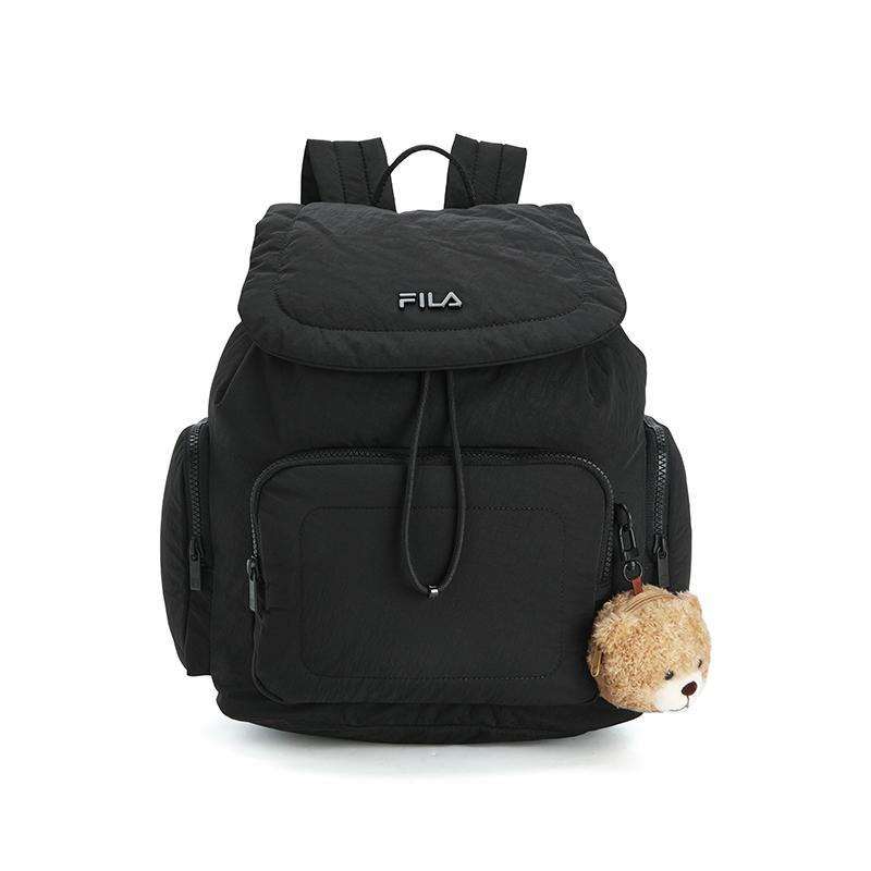 Fila Original Fufu Backpack Fashion Personality Cute Letter Logo Casual Commuting Daily Simple Multi-Pocket Design Fabric Backpack F13W549166F-BK Black