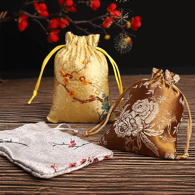 Mini Candy Drawstring Gift Wedding Embroidered Storage Bag Jewelry Packaging Bag Satin Pouch