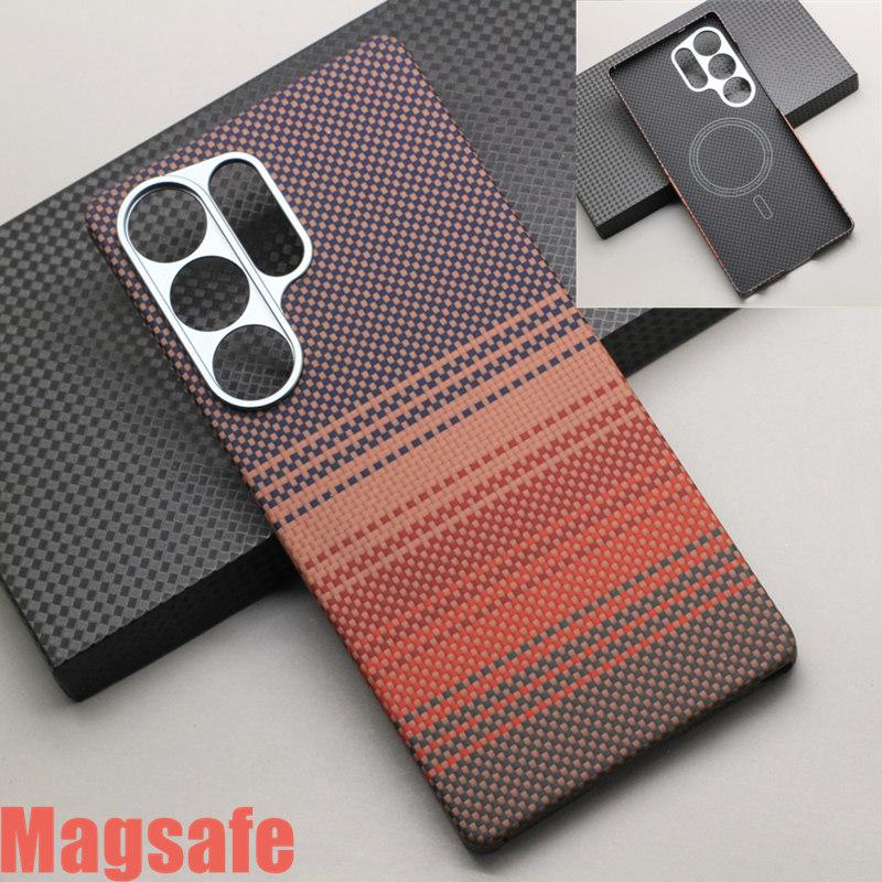 Magnetische Handyhülle aus Kohlefaser für Samsung Galaxy S25 Ultra 600D Aramidfaser Magnetisch Stoßfest Schutzhülle S25 Ultra Magsafe Hülle