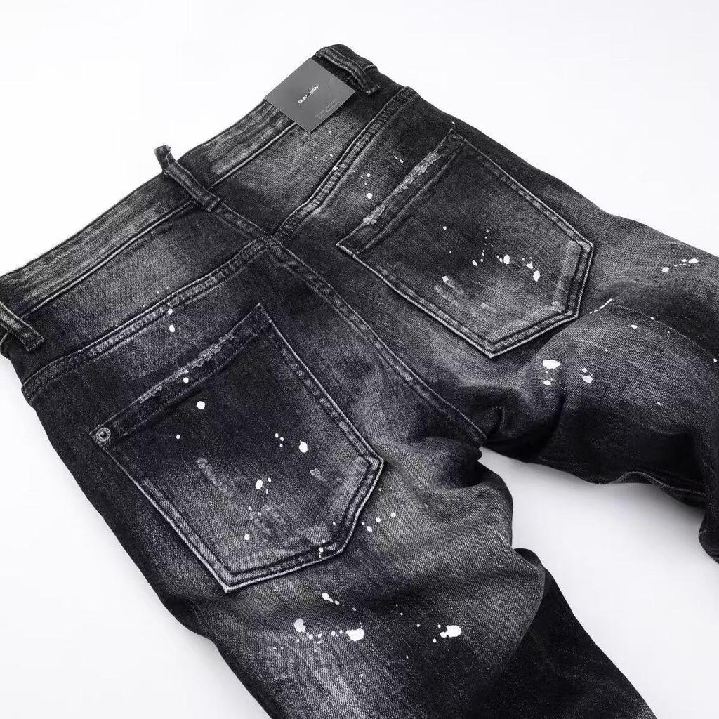 Men's Trendy Vintage Distressed Slim-Fit Paint-Splatter Jeans
