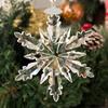 Christmas Ornaments Clear Faceted Crystal Snowflake Pendant for Christmas Tree Decoration Women Earring Jewelry