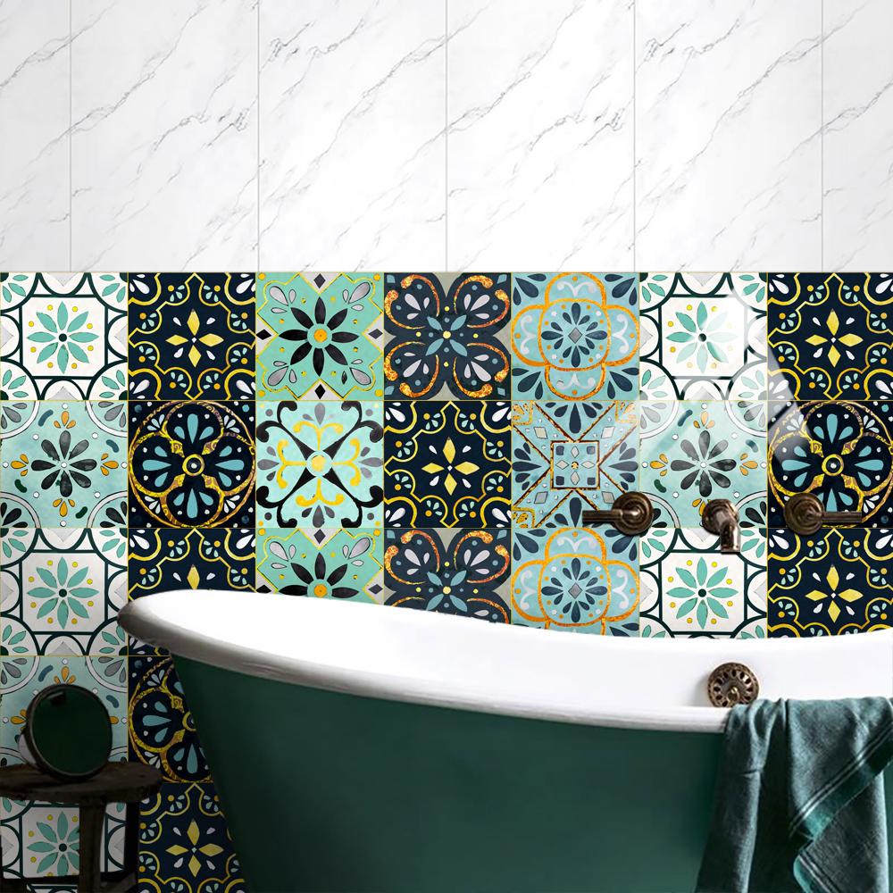 10pcs Light Luxury Style Tiles Stickers for Kitchen Wardrobe Wall Decal Home Decor Self-adhesive Crystal Hard Film Art Wallpaper