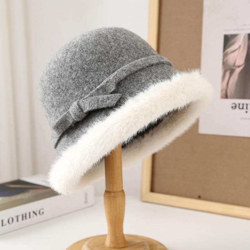 Fashion Plush Hat Women's Autumn and Winter Rough Edge Bucket Hat Thickened Warm Ear Protector Basin Hat Bucket Hat