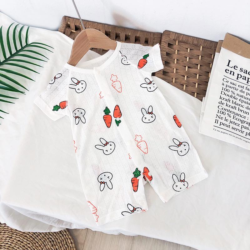 Summer Baby Bamboo Bodysuit: Lightweight, Breathable Short Sleeve Coverall for 3-24 Months