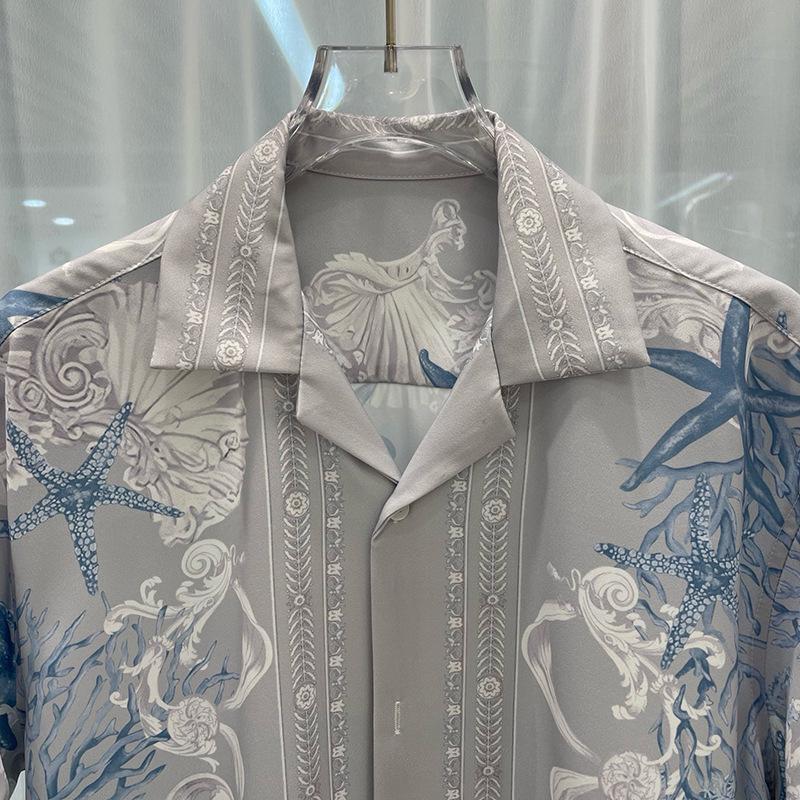 2024 Summer Trendy Youth Digital Print Men's Short-Sleeve Shirt Set