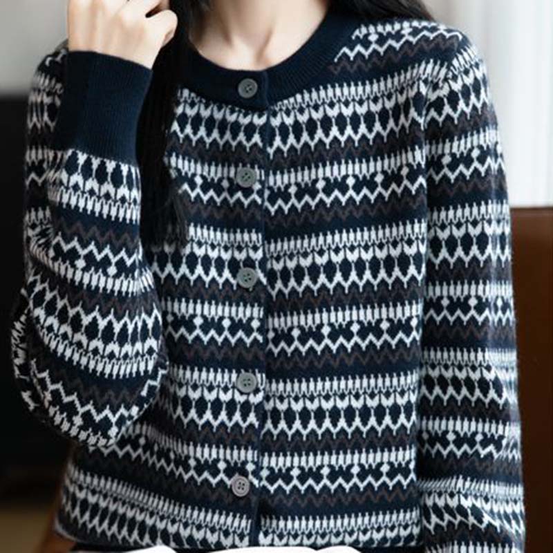 Sweaters Coat Cardigan for Women Autumn Winter Large Size Stripes Long Sleeve Knit Cardigan Sweaters Jacket