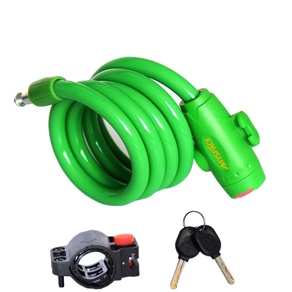 

Bicycle Security Lock Steel Cable Spiral Bike Cycling Lock with Frame and Key green