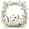 ~O~Polyester Shower Curtain - Floral Forest Garland, Roses & Daisies,Grommet Top, Artistic Botanical Design, Bath Decor